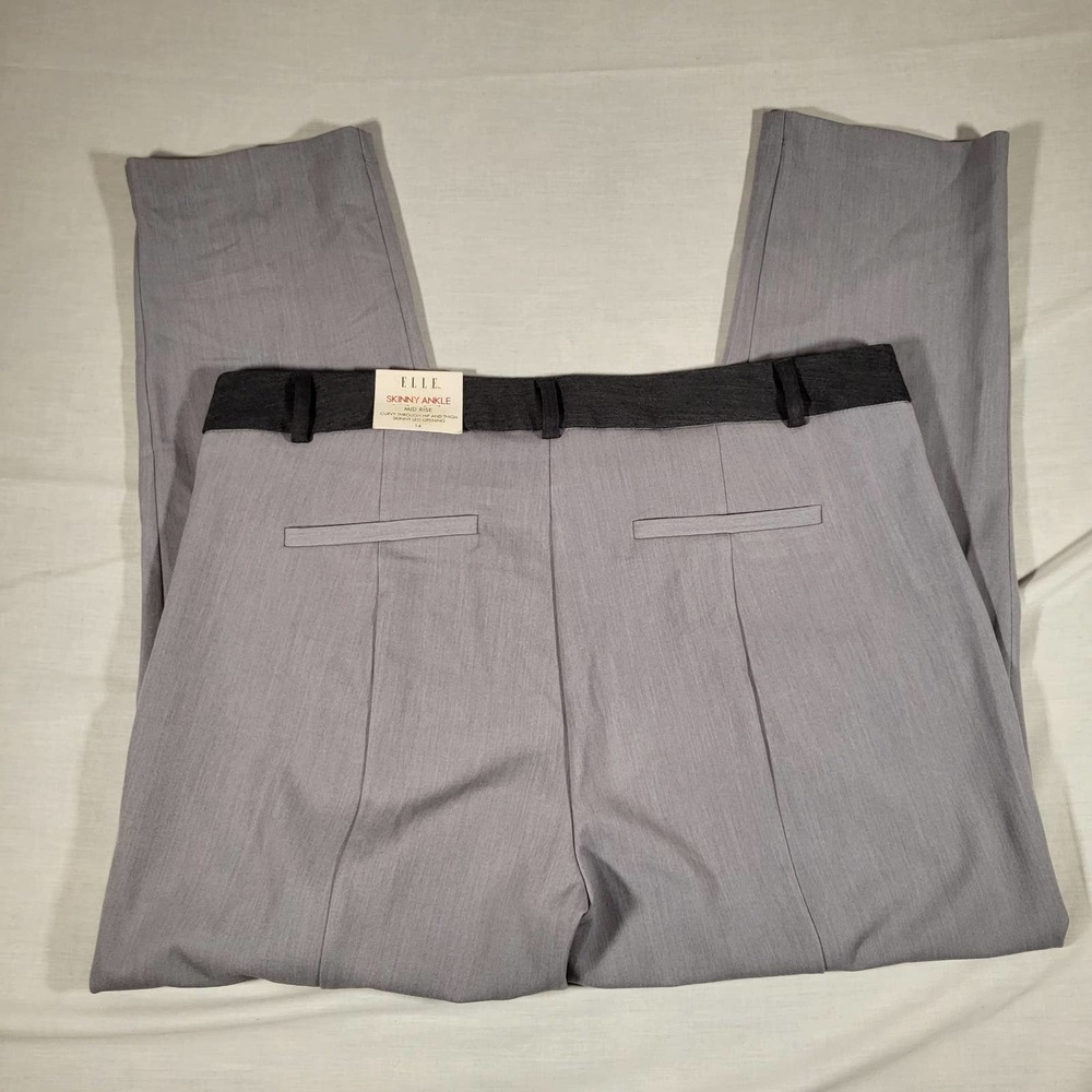 NWT*Elle Gray Slacks*Womens 14*Skinny Ankle*Mid Rise - Picture 2 of 11